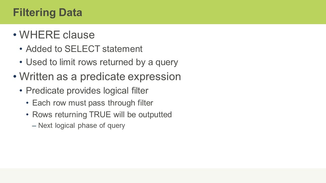 Microsoft SQL Server 2016 Data Querying and Manipulation Competency ...